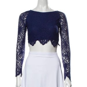 For love & lemons Midnight blue lace crop top